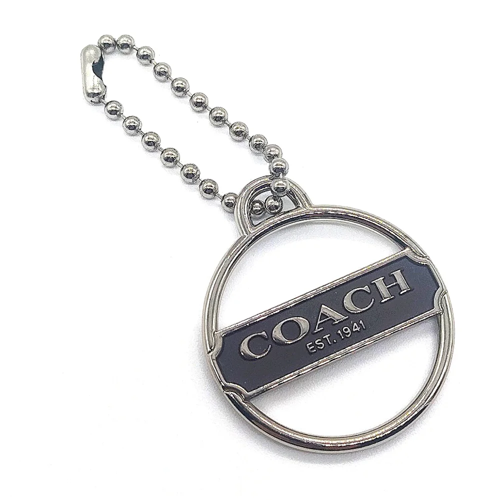 Rare COACH Espresso Enamel Medallion Purse Charm Keychain Fob Tag Retired
